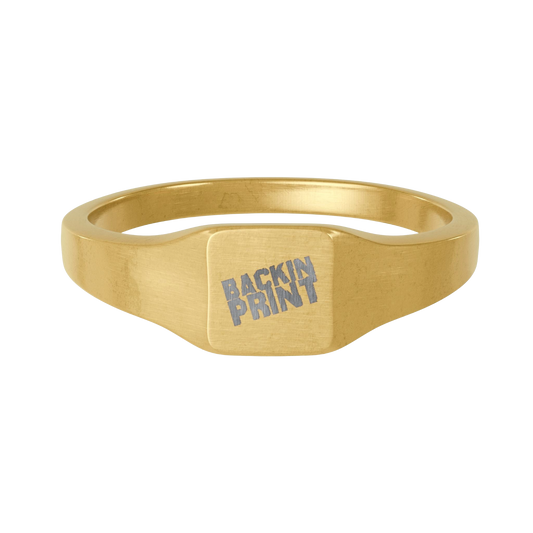 Store, 18k Gold PVD Coated, Stainless Steel Signet Ring